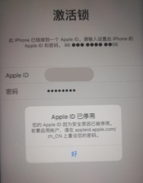 太和苹果手机维修分享iPhone 12 出现提示“Apple ID 已停用”怎么办 